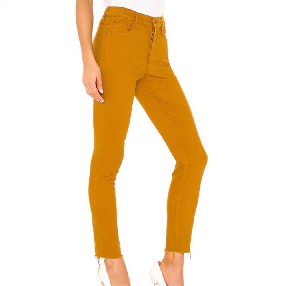 MOTHER Ankle & Cropped Jeans in Mustard